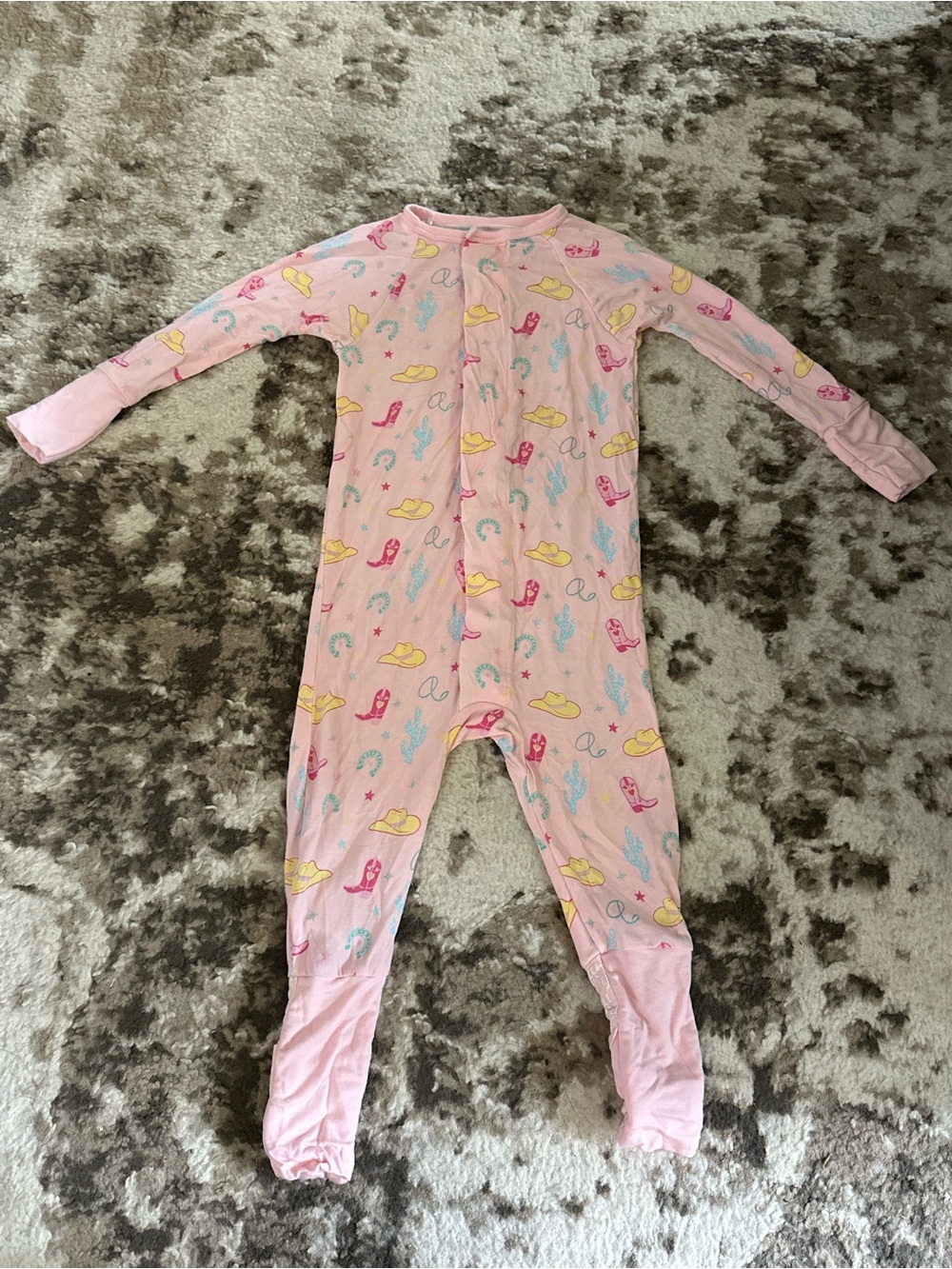 Magnetic Me Pink Western Hat & Boot Print Footie Pajamas